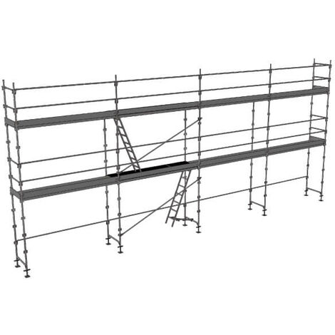 Echafaudage fixe de façade 78m² - Structure + Planchers + Plinthes - Version lisses - DUO78-SPP