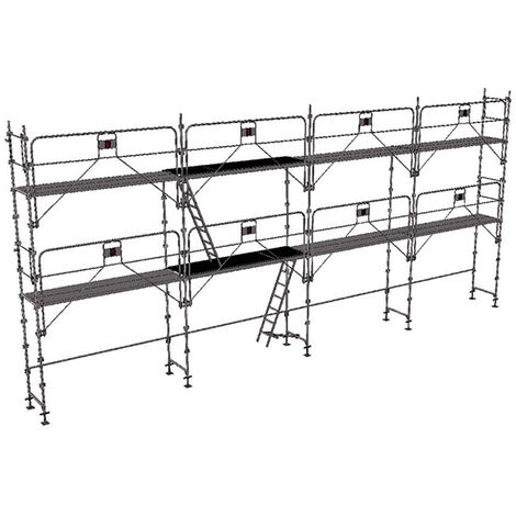 Echafaudage fixe de façade 78m² - Structure + Planchers - Version garde-corps - DUO78GC-SP