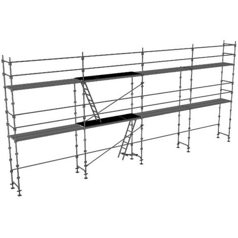 Echafaudage fixe de façade 78m² - Structure + Planchers - Version lisses - DUO78-SP