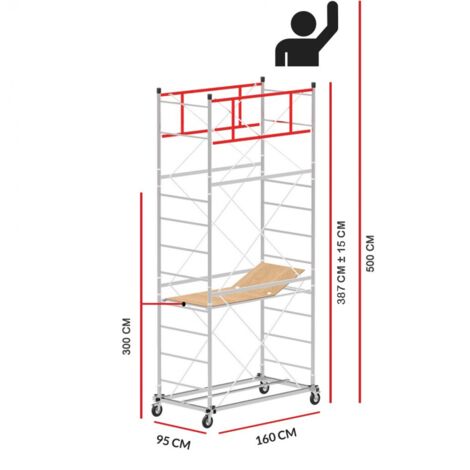 Echafaudage M4 LUX avec une base extractible (Hauteur de travail 5 m)