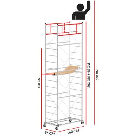 Echafaudage M4 LUX avec une base extractible (Hauteur de travail 6,2 m)