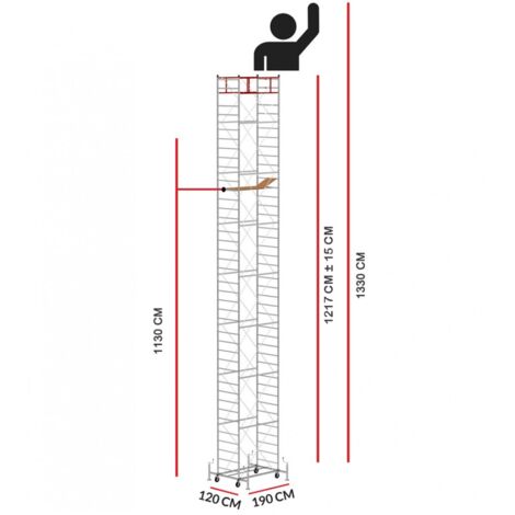 Echafaudage M5 LUX (Hauteur de travail 13,30 m)