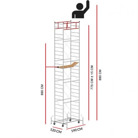 Echafaudage M5 LUX (Hauteur de travail 8,90 m)