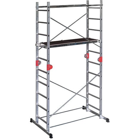 Echafaudage pliable 4 en 1 multifonction 1,8m/3,8m en aluminium Hailo Combi First