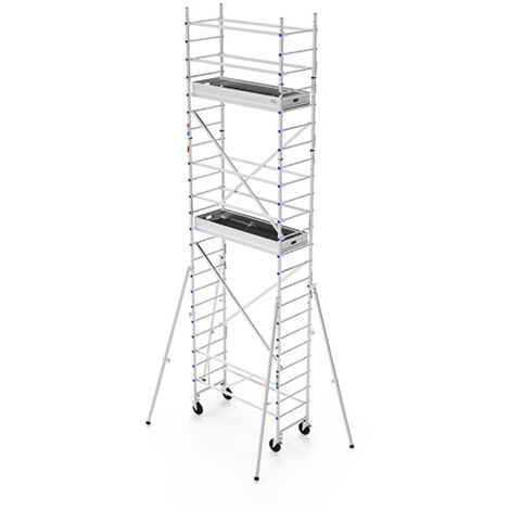 Echafaudage roulant aluminium - Hauteur de travail max 6.00m - TOS418L