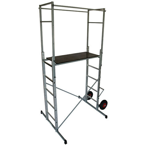 Échafaudage roulant tout-terrain en aluminium – Hauteur d'accès 3,5m – Charge maximale 150kg – Plateau 100x45cm – Poids léger 26kg – Selekta