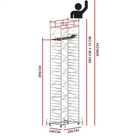 Echafaudage TITANIUM PRO (Hauteur de travail 10,90 m)