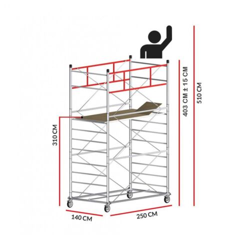 Echafaudage TITANIUM PRO (Hauteur de travail 5,10 m)