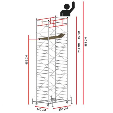 Echafaudage TITANIUM PRO (Hauteur de travail 8,55 m)