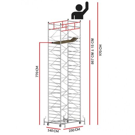 Echafaudage TITANIUM PRO (Hauteur de travail 9,70 m)