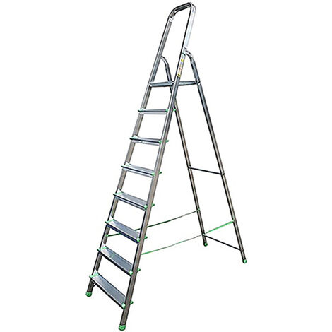 Echafaudages Stéphanois – Escabeau aluminium 8 marches – Hauteur dépliée 2,22 m – Largeur 1,38 m – Poids léger 7,2 kg pour usage occasionnel