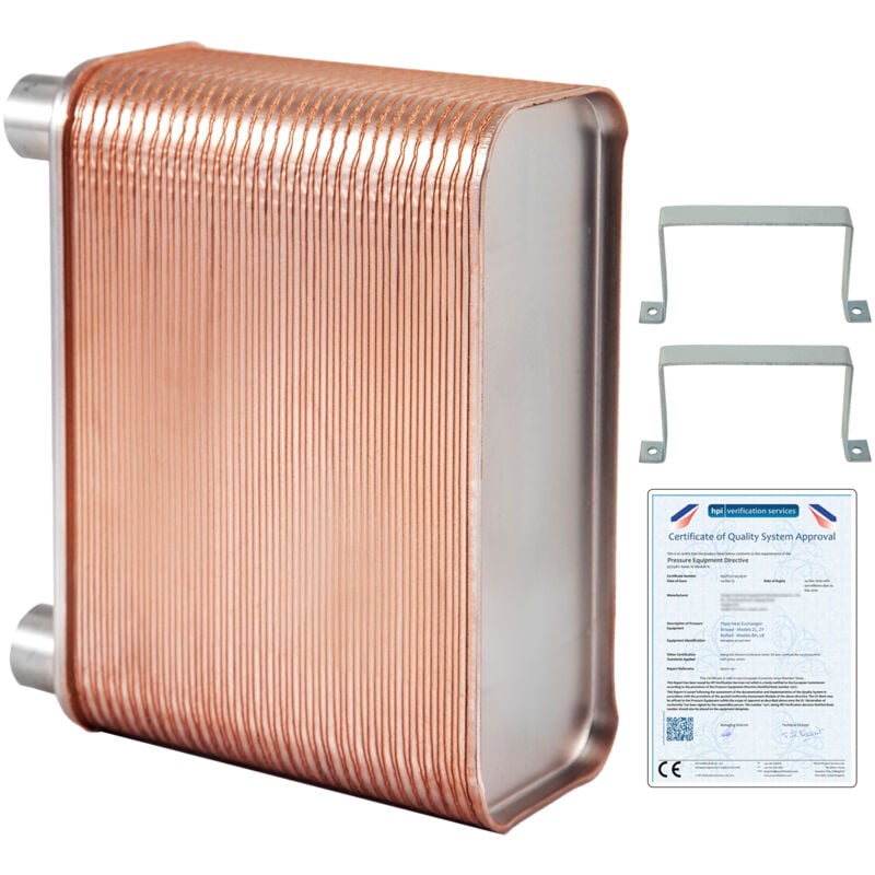 Mophorn - changeur de chaleur à plaques 60, ports 1/2' bsp fpt, acier inoxydable 316L, plaque brasée pour chauffage hydronique