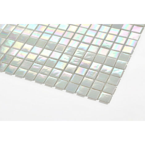 Carreaux de mosaïque en verre. Carreaux de mosaïque de piscine. perle blanc irisé chatoyante. (MT0131)