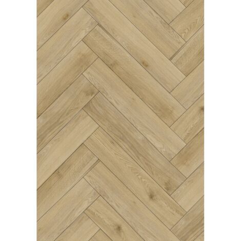 Échantillon de panneau vinyle Mexen Charter Oak jodełka 635 x 127 mm SPC 6,5 mm, sous-couche 1,5 mm, 4 V-Fuge, Chêne - F1169-S