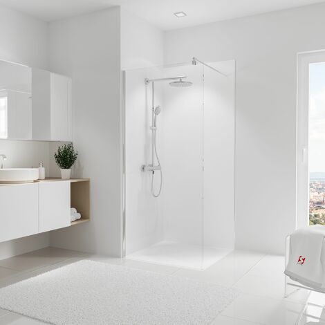 Schulte – Panneau mural de douche blanc 3 mm – Revêtement hydrofuge pour rénovation – Pose facile sur faïence – Résistance à la chaleur 100°C