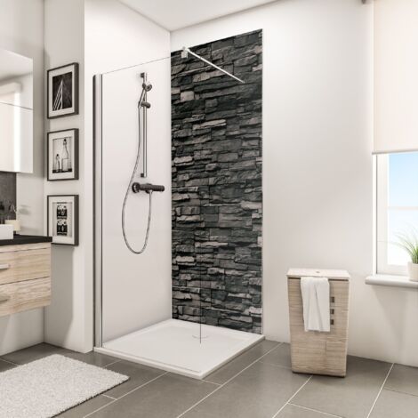 Schulte – Panneau mural de douche parement ardoise 3mm – Hydrofuge et imperméable – Résistance chaleur jusqu'à 100°C – Pose facile sur anciennes surfaces