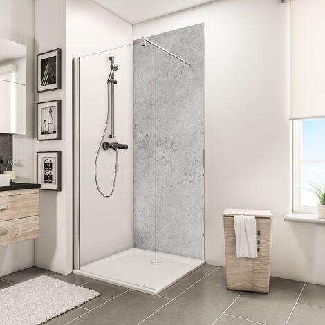 Schulte – Panneau mural de douche en composite aluminium 3mm – Pierre gris clair brillant – Étanche et résistant à la chaleur jusqu'à 100°C