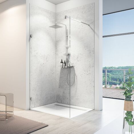 Schulte – Panneau mural de douche Pierre gris clair – Composite aluminium 3mm – Résistant à la chaleur jusqu'à 100°C – Pose facile sur anciens revêtements
