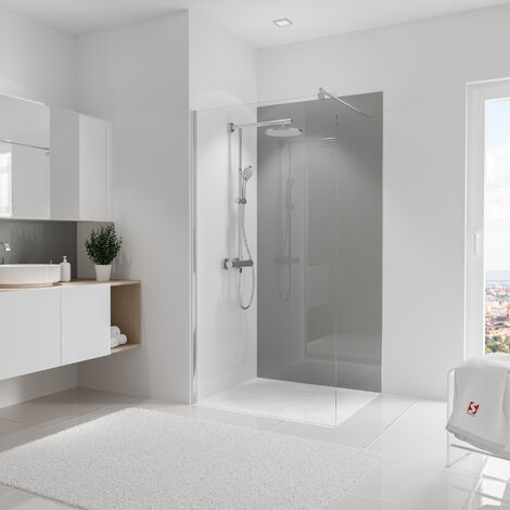 ECHANTILLON - Panneau mural Reflex gris brillant, revêtement pour douche et salle de bain, Décodesign BRIO, Schulte