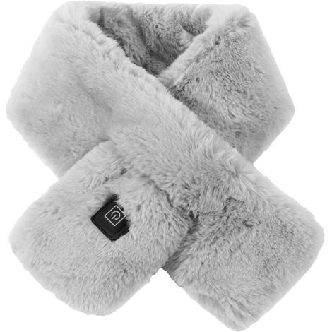 Écharpe chauffante alimentée par USB pour femmes, tour de cou chauffant sans fil, cache-cou en fausse fourrure lavable pour l'hiver.