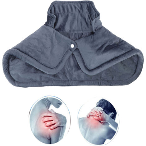 [Écharpe chauffante électrique] Matelas chauffant pour douleurs cervicales et scapulaires avec 6 niveaux de température en velours cristal Gris foncé