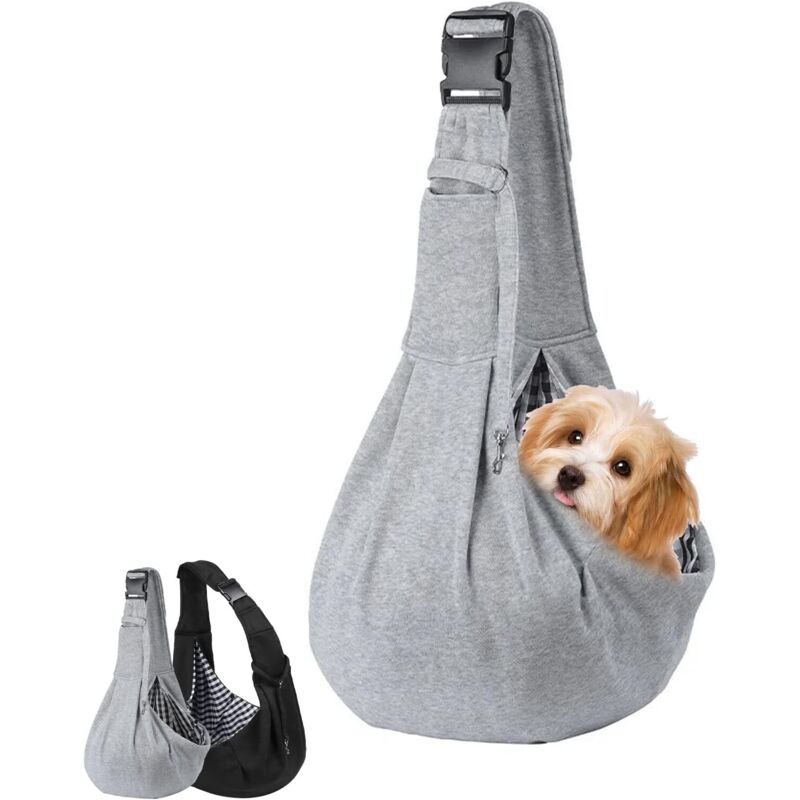 Écharpe de transport mains libres pour animaux de compagnie, avec bandoulière réglable, pour chats de petite et moyenne taille (noir)