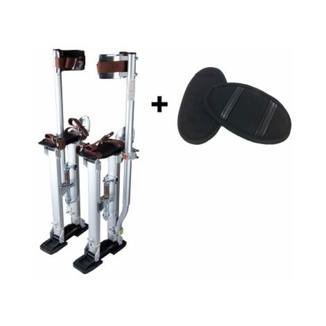 Échasses de plaquiste aluminium 38 à 58 cm – Hauteur ajustable – Livrées avec 2 coussins confort – Conforme norme CE – Kr Tools
