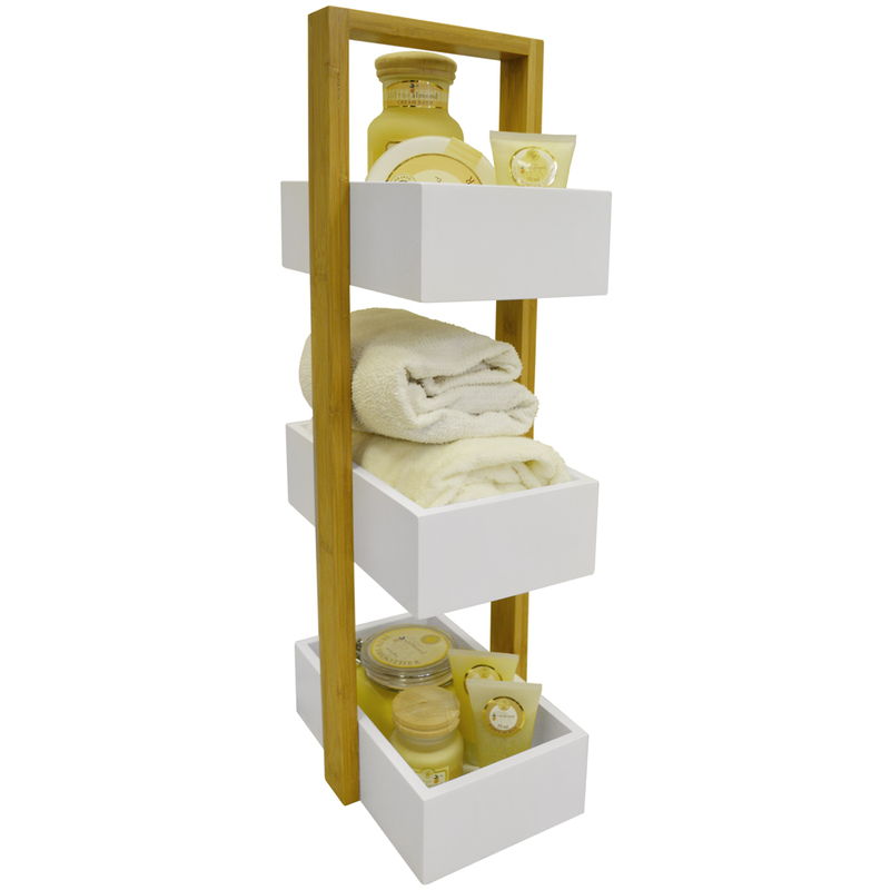 Watsons - ECHE - 3 Tier Bathroom Storage Shelf / Caddy / Basket - White / Natural