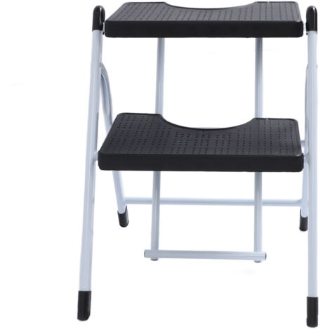 Échelle à 2 marches pliable, large pédale, légère, antidérapante, Portable, pliable, pour placard de cuisine, noir