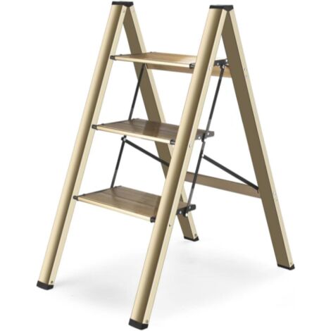 Échelle à 3 marches, tabouret-échelle pliable, marches antidérapantes améliorées plus larges, échelle portable et légère pour la maison et la cuisine, supporte jusqu'à 150 kg.