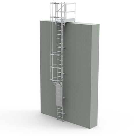 Echelle à crinoline de 1.70m à 2.00m avec palier de sortie haut de 0.80m - CS20-CPSH-080-CSPC