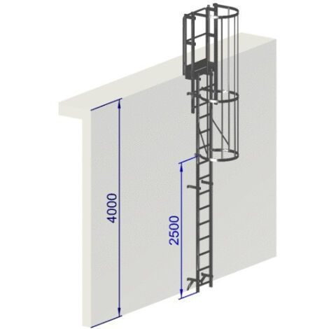 Echelle a crinoline hauteur à franchir 4 mètres Norme NF 85-016