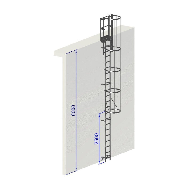 Echelle a crinoline hauteur à franchir 6 mètres Norme nf 85-016
