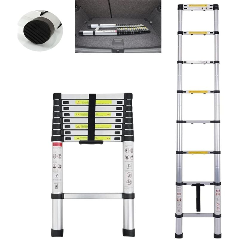 Chelle aluminium polyvalente Escabeau télescopique Échelle à barreaux EN131 2.6m