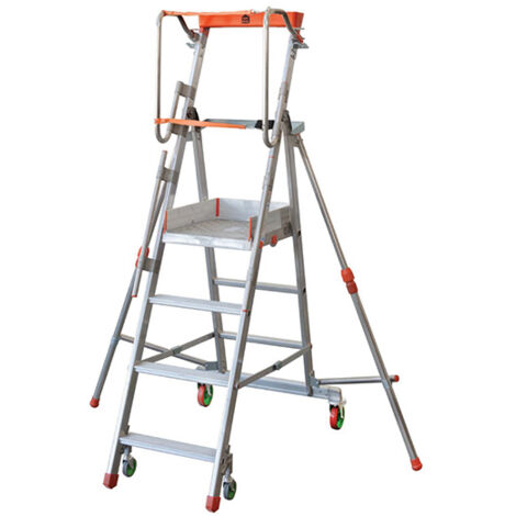 A. Escabeau roulant 3 marches - Hauteur de plateforme: 0.75m - Hauteur atteignable: 2.75m