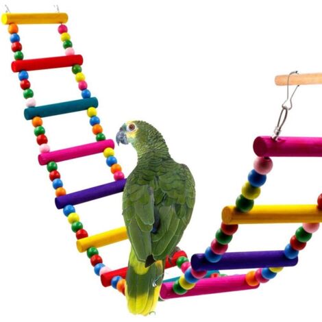 Échelle colorée pour oiseaux, jouet pour perroquets et calopsittes, balançoire en bois flexible, fil de bois naturel pour grimper et s'entraîner