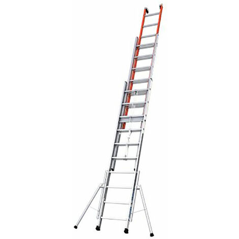 Échelle coulissante 3x10 barreaux – Hauteur maximale 6.40m – Isolation électrique jusqu'à 30 000V – Charge maximale 150 kg – 4431110 – Leiter Experten