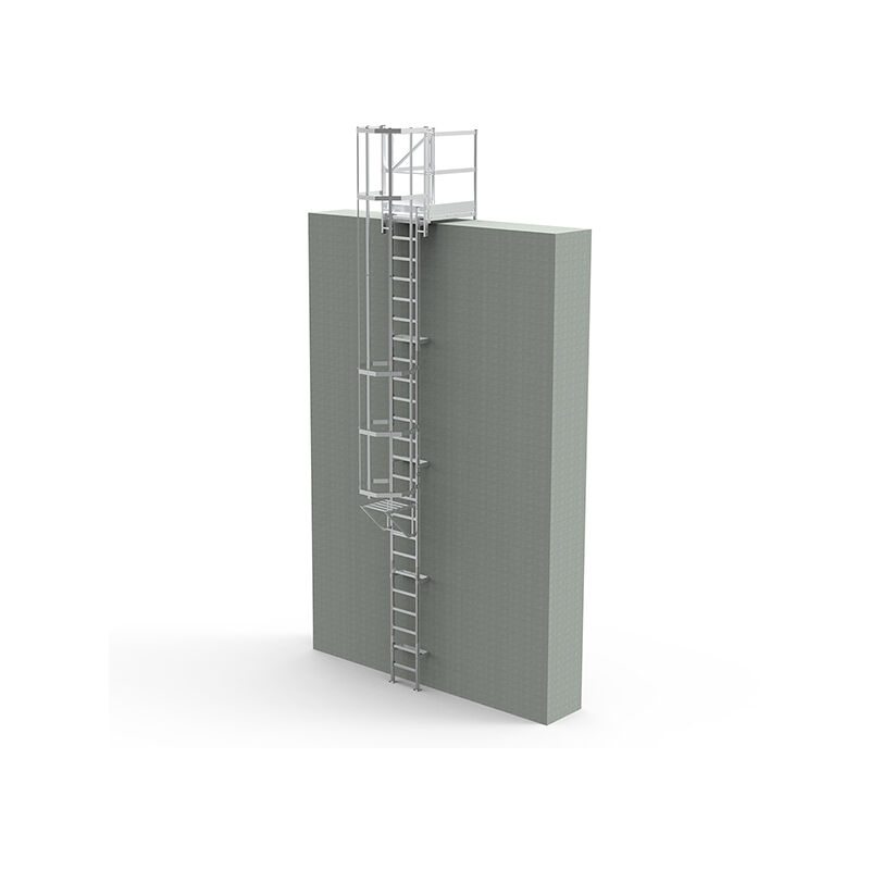 Matisère - Echelle à crinoline avec palier de sortie frontale 0,6m et trappe de condamnation - Hauteur à franchir 2.50 à 2.80m - CS25-CPSH-060-CVAP