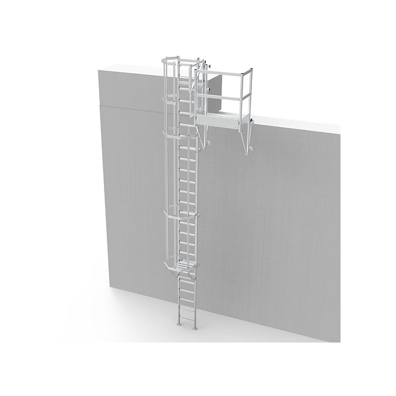 Matisère - Echelle à crinoline avec sortie, palier latérale 0,6m et porte de condamnation - Hauteur à franchir de 5.20 à 5.50m - CS55-CPSL60-CVAP