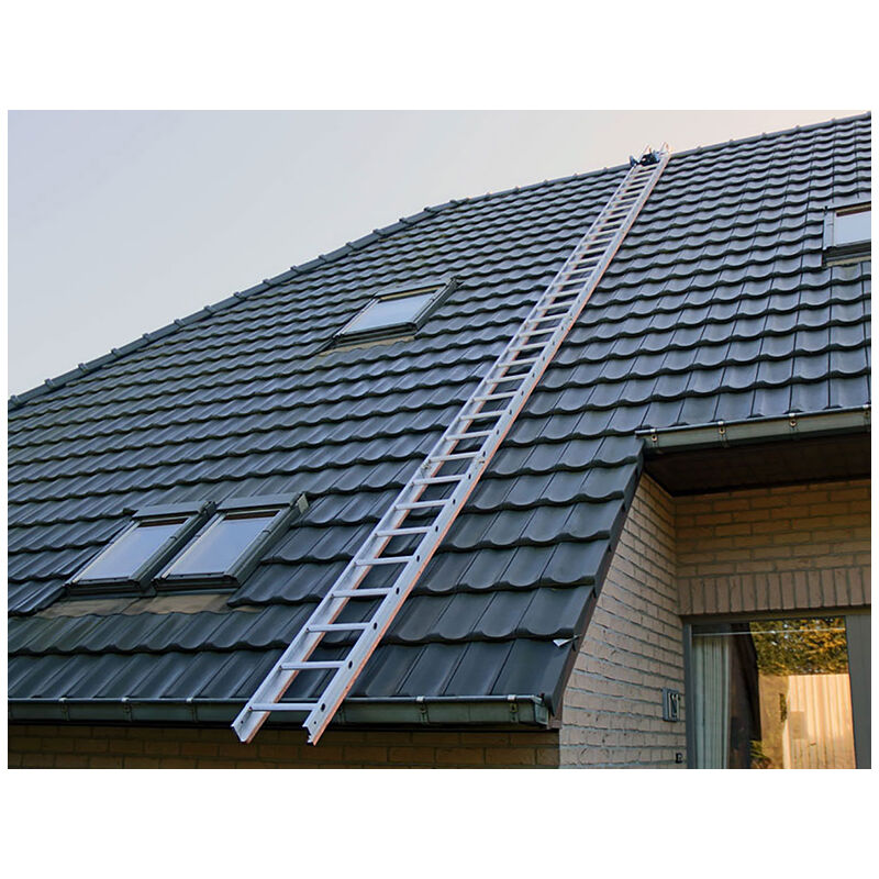 Kit Echelle de couvreur - 7.00m de long (2x2m + 1x3m) - 28 barreaux - Idéal pour monter sur les toits - DL28