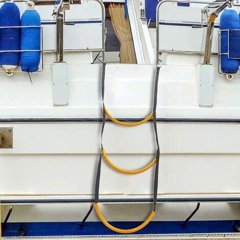 Échelle de bateau - Échelle de bateau en corde gonflable à 3 marches, échelle de bateau gonflable sûre et fiable, échelle de bateau pour dériveur, kayak, bateau à moteur, canoë Cr