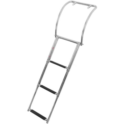 Échelle de Corde de Bateau à 3 Marches,échelle de Pont Télescopique Lourde en Acier Inoxydable,échelle de Corde D'escalade Extérieure Pliable pour Bateau Gonflable,Voilier,Kayak.