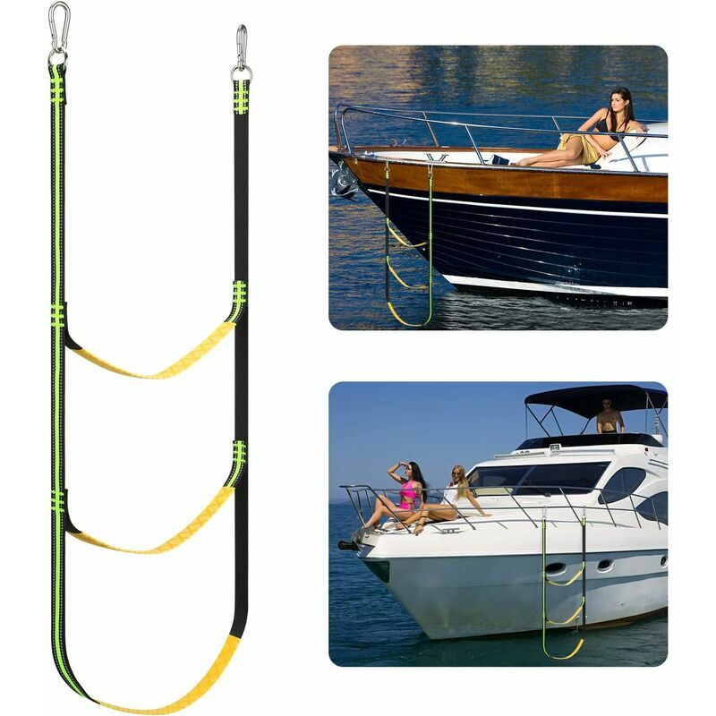 Linghhang - chelle de corde de bateau de 3 étapes, échelle portative de corde d'embarquement, échelle d'embarquement de corde de pêche, échelle de