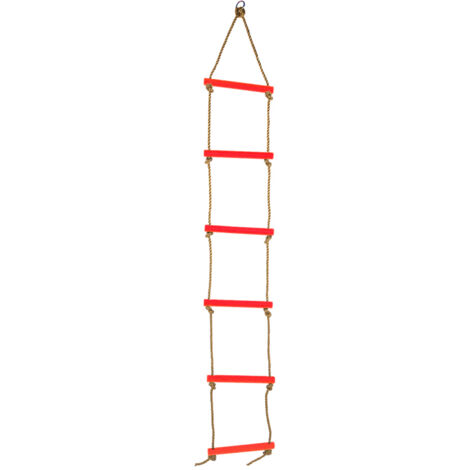 Échelle de corde d'escalade pour enfants - 6 sections en plastique rouge, équipement d'exercice extérieur