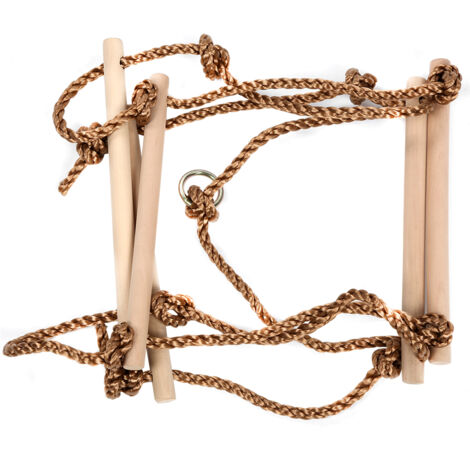 Échelle de Corde en Bois 5 Échelons - Jouet Sportif Extérieur pour Enfants, Équipement de Fitness et Loisirs
