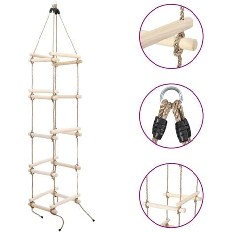 Échelle de corde pour enfants 200 cm Bois