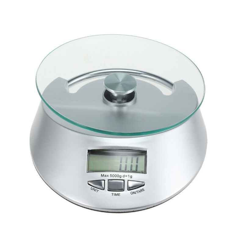 Échelle de cuisine électronique face vitrée, grammage de cuisine 5kg, 18x14x1.5cm