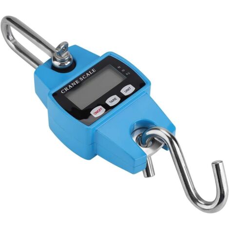 Échelle de grue - Mini échelle numérique portable LCD électronique Échelle de jeu Échelle de grue avec échelle 300 kg avec crochet pour valise de voyage pêche chasse en plein air ferme (bleu ciel)