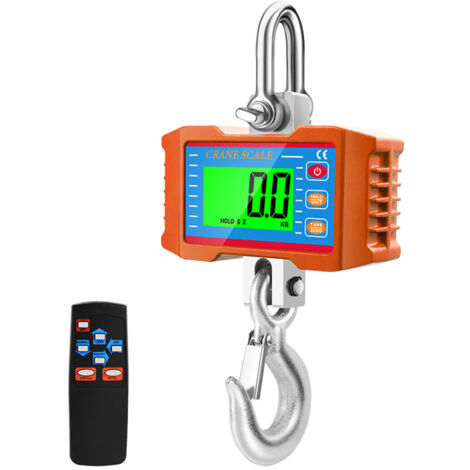 Échelle de grue numérique 1000KG, robuste industrielle, écran LCD rétroéclairé, changement d'unité, orange