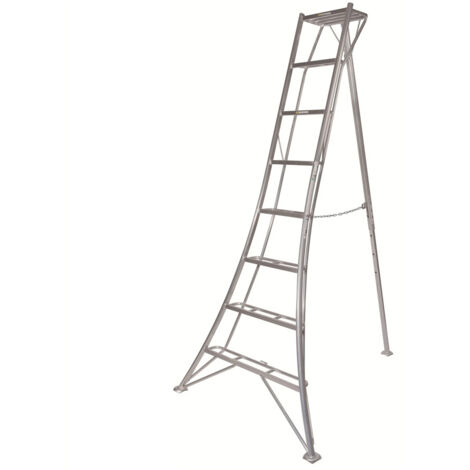 Échelle de jardin aluminium 3 montants – Hauteur 243 cm – Marches antidérapantes – Charge maximale 150 kg – Pour travaux en extérieur – Niwaki